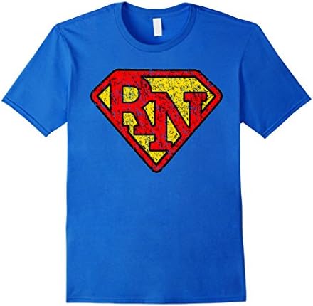 Mens Vintage Super Nurse RN Distressed T Shirt Large Royal Blue