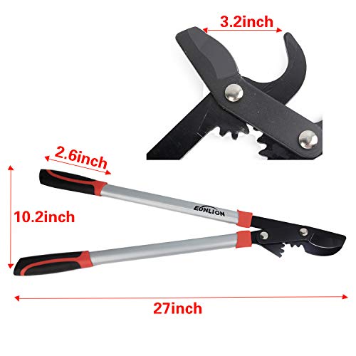 EONLION Lopper Shears, Professional Compound Action Bypass Lopper, Tree Trimmers Secateurs, 27-Inch Length with 20-Inch Handle Shock Absorbing Effort-Saving Garden Lopper, Pruning Tool - Thumbnail 2