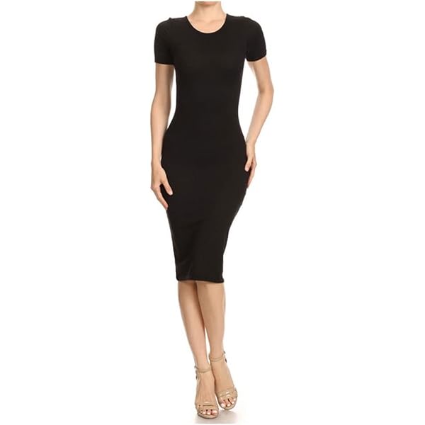 NO COMMENT Womens Ribbed Above Knee T-Shirt Dress Black M at Amazon Women's  Clothing store
