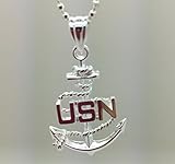 US Navy Necklace - Large United States Military Jewelry Pendant - US Navy Gifts For Men and Women - USN Stainless Steel Charm On Chain - 20