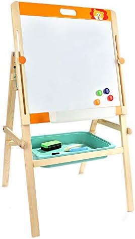 Easels BSNOWF 3-in-1 Standing Adjustable Kids Drawing Board With Magnetic Multifunctional Wooden Display Stand