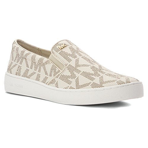 MICHAEL Michael Kors Women's Keaton Slip-On Vanilla Mk Sig Pvc Sneaker 10 M