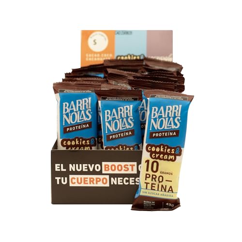 BARRINOLAS PROTEÍNA PACK 15 Pz: Sabor Cookies and Cream- 10g de Proteína por Barra - Sin Azúcar Añadida - Snack Saludable y Delicioso