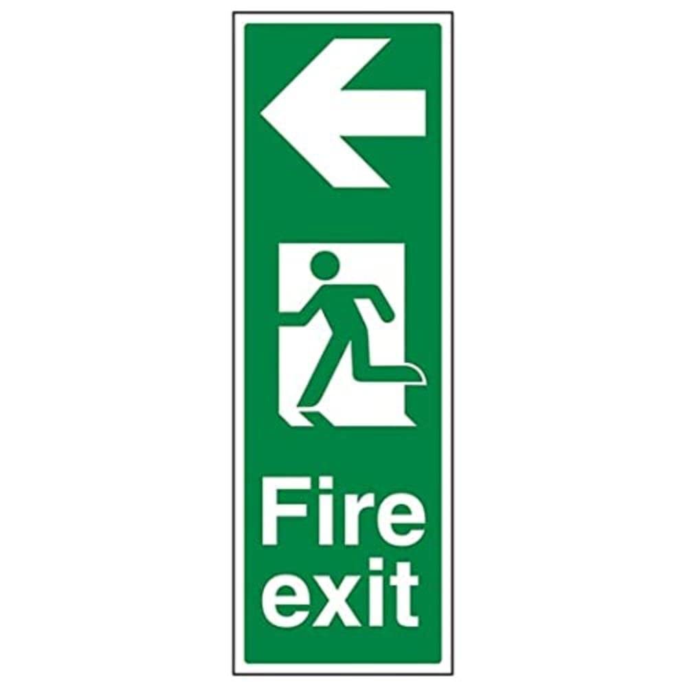 V Safety Eco Friendly Fire Exit - Portrait Fire Exit Arrow Left - 100 X 300mm