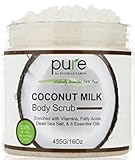 PURE Organic Coconut Milk Body Scrub with Dead Sea Minerals, 16 Oz. – Deep Moisturizing & Nourishing, Exfoliates, Clears Eczema, Removes Wrinkles, Rejuvenates & Leaves Skin Vibrant