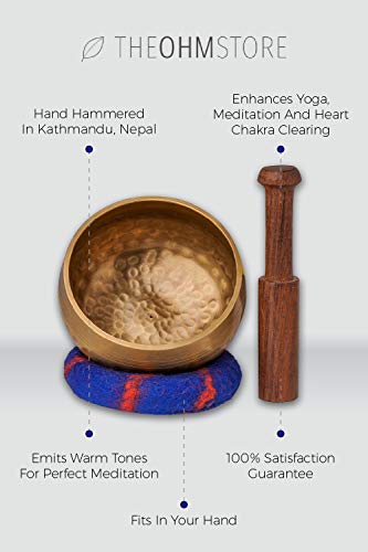 Tibetan Singing Bowl Set by Ohm Store — Meditation Sound Bowl Handcrafted in Nepal for Yoga, Chakra Healing, Mindfulness… - Image 3