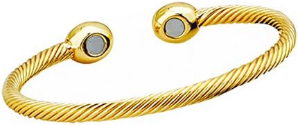 Perfect Elegant and Stylish Gift For Women Men---Pure Copper Magnetic Therapy Bangle Bracelet For Arthritis, Rheumatoid Arthritis, RSI, Carpal Tunnel, Migraines &amp; Fatigue (Twisted Cable Golden)
