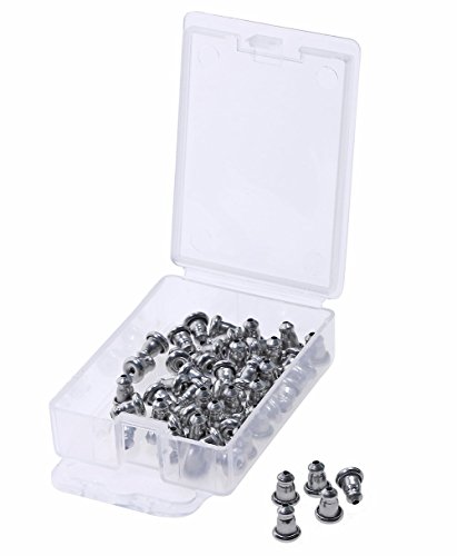 Shapenty 50PCS/25Pairs Stainless Steel Earnuts Bullet Clutches Earring Safety Backs Stopper Replacements Earring Backing Jewelry Making Findings (4.5 x 5 MM)