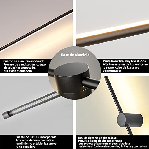 Sunsign iluminación for Pared de tira larga de luz de pared lineal LED moderna, Diseño creativo giratorio Fondo de la sala de estar Dormitorio Cabecera de cama lámpara de pared interior, 100cm-negro