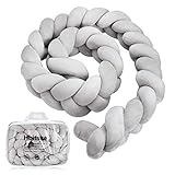 Hbitsae Baby Crib Bumper Knotted Braided Plush 78.7 inch 2m Baby Crib Bumper Knotted Nursery Gift Pillow for Newborns Bed Sleep Bumper (Gray)
