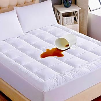 Ubauba Full Waterproof Mattress Pad, Cotton Pillow Top Mattress Cover with Down Alternative Filling, Fluffy Mattress Topper All Season Mattress Protector
