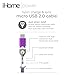 iHome Micro USB Cable for Universal/Smartphones - Purple