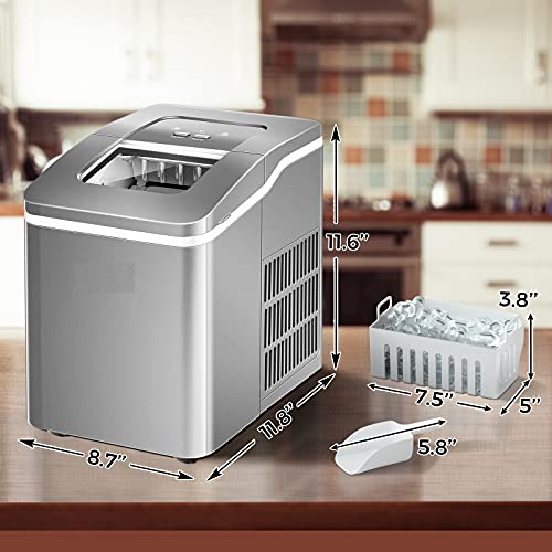 MAT EXPERT Countertop Ice Maker Machine, 26LBS/24H, 9 Cubes in 8 Min