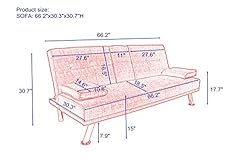 ERYE Linen Upholstered Futon Sofa Loveseat