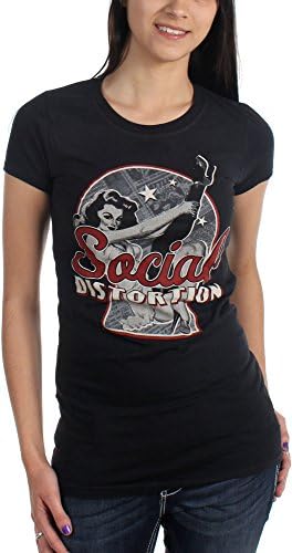 Social Distortion Womens Newspaper Pin Up T-Shirt In Black