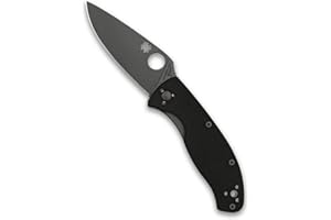 Spyderco Tenacious Folding Utility Pocket Knife with 3.39" Black Stainless Steel Blade and Durable G-10 Handle - Everyday Carry - PlainEdge - C122GBBKP