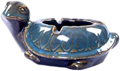 Beautifultracy Creative Large Cartoon Turtle Porcelain Ashtray (Blue)