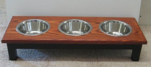 Classic Pet Beds 3-Bowl Traditional Style Ash Pet Diner, Small, Espresso/Cherry