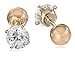Amazon Collection 14k Yellow Gold Cubic Zirconia Reversible Stud Earrings