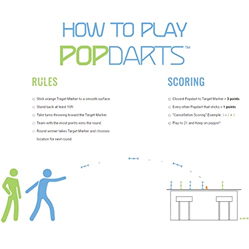 Popdarts Original Game Set (Blue and Green) Indoor, Outdoor Suction