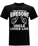 This is What an Awesome Uncle Looks Like Funny T-Shirt - (Black Special Edition) - L