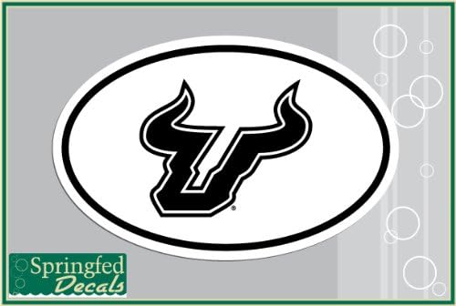 USF BULLS BLACK & WHITE BULL HORNS EURO Vinyl Decal South Florida Car Truck Sticker