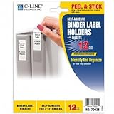 C-Line Self-Adhesive Ring Binder Label Holders, Top Load, 1-3/4 x 3-1/4, Clear, 12/Pack
