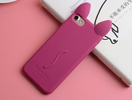 iPhone 7 / 8 Case , CKCY KoKo Cat Soft Silicone ,Cute Kitty Ears Case For Apple iPhone 7 ,iPhone 8 (4.7 Inch) (Wine Red)
