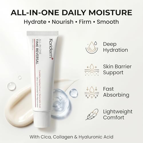 Koriderm Time Reverse Cream All-in-One, Skin Moisturizer Cream for Face - Nourishing, Hydrates, Firms & Reduces Wrinkles with Centella Asiatica (Cica), Collagen & Hyaluronic Acid for All Skin (1Pc)