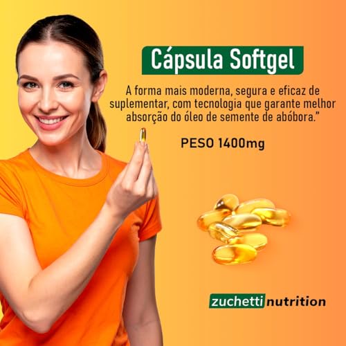 Kit 2 Potes Óleo de Semente de Abóbora 240 Capsulas Softgel Saúde Homem Zuchetti Nutrition