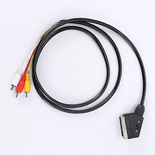 FidgetKute Scart to Triple 21 Pins 1.5m in Out Switchable Lead Audio Video Cable Show One Size