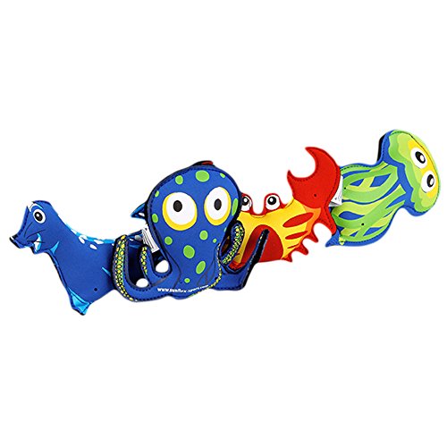 Sunflex Splash Puppies - Floating Neoprene Water Toy Set - 1 Seal - 1 Crab - 1 Octopus - 1 Jellyfish