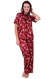 Del Rossa Women's Satin Pajamas, Chinese Inspired Pj Set