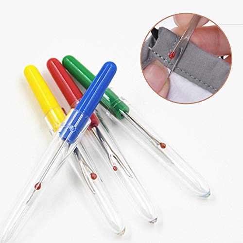Leather Sewing Tool Set MIUSIE 9 Pcs Leather Sewing Supplies Four Big and Four Small Colorful Handy Seam Rippers with One Red Scissor for Leather Craft Sewing