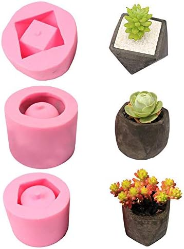 DIY Fleshy Flower Pot Silicone Mold Home Decoration Crafts Succulent Plants Concrete Planter Vase Molds 3 Sizes (Random)