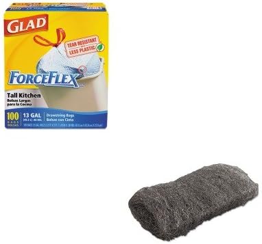 KITCOX70427GMA117004 - Value Kit - Global Material Technologies Industrial-Quality Steel Wool Hand Pad (GMA117004) and Glad ForceFlex Tall-Kitchen Drawstring Bags (COX70427)