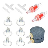 Pawfly Aquarium Air Pump Accessories Set for Fish Tank, 2 Air Stones, 2 Check Valves, 4 Connectors and 6 Suction Cups