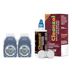 CleanZol Monthly Disposable Zero Power Color Contact Lenses With CleanZol 100 ml Multipurpose Solution & Lens Case (2 Lens Pack Blue-0.00)