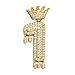 Rhinestone Number Necklace,Haluoo Luxurious Full Diamond Zircon Drops Crown Arabic Numerals Pendant Necklace Creative Personalized Sparkling Hip Hop Women Mens Jewelry (Gold, 1)thumb 1