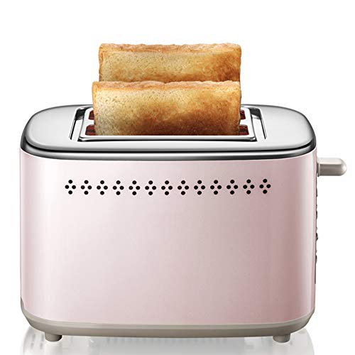 LJ-MBJ 2-Slice Toaster, Stainless Steel Household Breakfast Toaster, Fully Automatic, Defrost, Drop-Down Crumb Tray, 6 Bread Browning Settings, Wide Slot-A