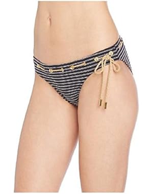 Jessica Simpson Women's Ship Shape Hipster Bikini Bottoms,Black,XL