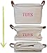 OrganizerLogic Canvas Storage Basket - Large Storage Bin with Handles - Decorative Storage Containers in Beige with Canvas with Pink Lettering- 22