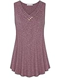 Flowy Tank Tops for Women,Messic Women's Vintage Buttons V Neck Sleeveless Flared Tunic Tank Tops Shirts(Wine,XX-Large)