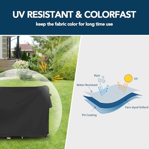 EASYBUYTECH 420D Heavy Duty Patio Furniture Cover, Outdoor Rectangular Table and Chair Set Cover, Waterproof Outdoor Sectional Set Cover,250x200x80cm