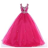 Leho Flower Girls' Sequins Ball Gowns Beaded Long