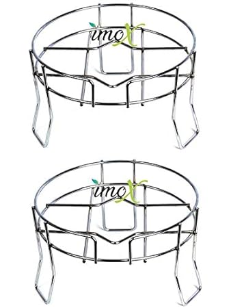 IMOX Unique Stainless Steel 3 Leg Flower Plant Pot Stand, Water Matka Stand, Planter Stand - Chrome Plated - (10 x 10 x 5.75 inch) - Set