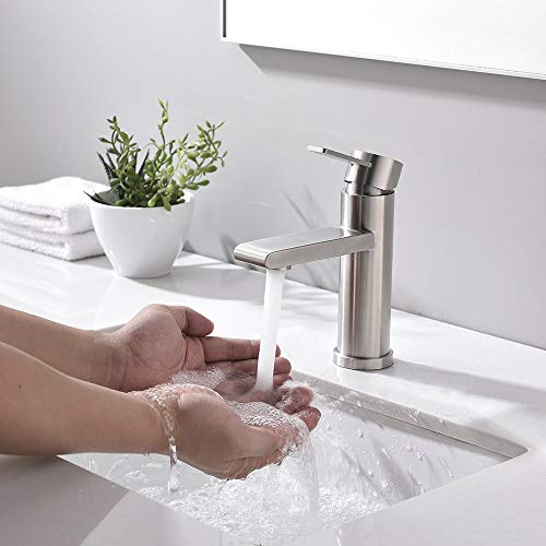 VCCUCINE Modern Commercial Brushed Nickel Single Hole Single Handle Bathroom Faucet, Laundry