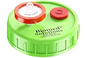 BIOMED SOLUTIONS 6Pcs Regular Mouth Liquid Culture Lid,Grain Spawn Cultivation Mason Jar Lid with 0.22um PTFE Syringe Filter & 20mm Self Healing Injection Ports For Mushroom Growing Mycology(Green)