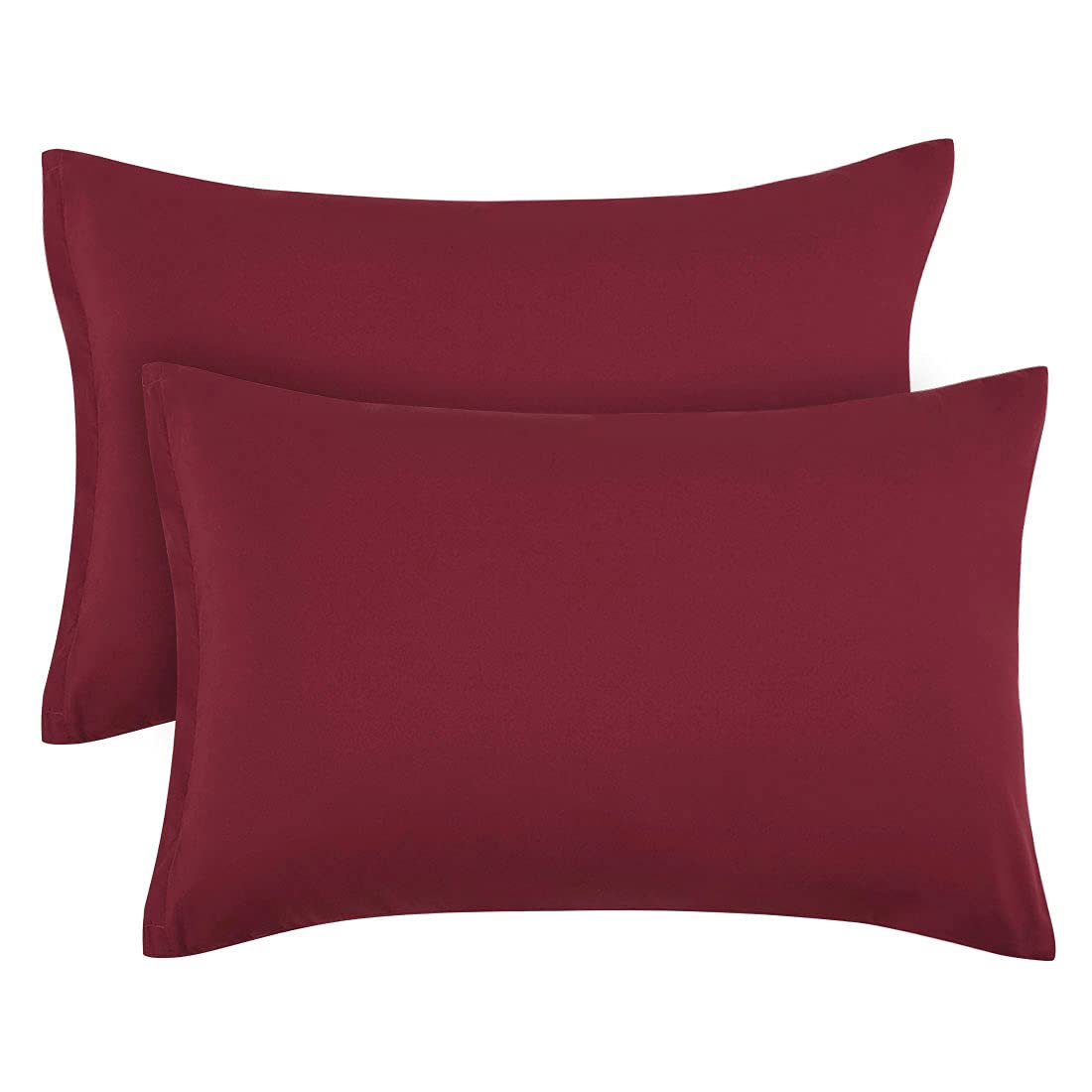 PiccoCasa Zippered Pillowcases, 100% Brushed Microfiber Polyester Pillow Case Cover, Pillow Cases Set of 2, Soft and Comfortable Burgundy 50 x 65cm