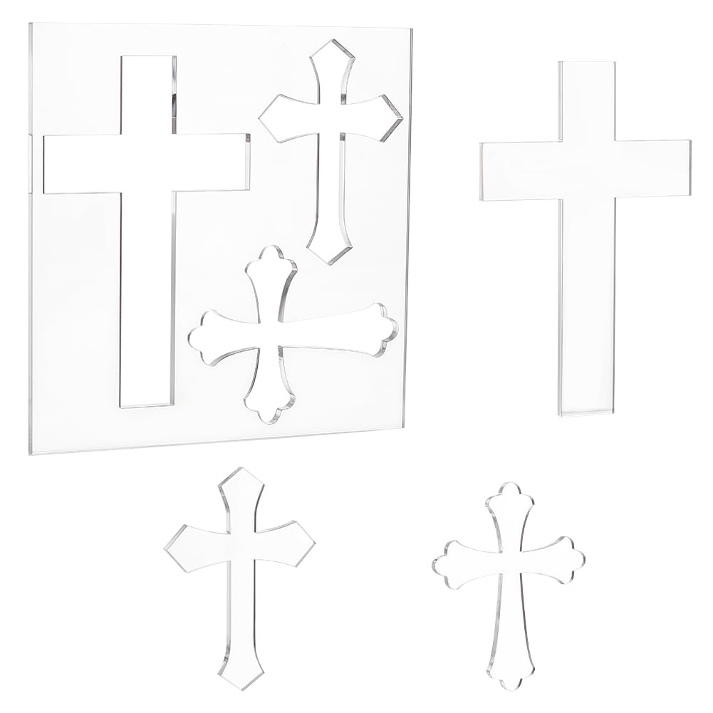 PH PandaHall Crosses Router Template, Clear Acrylic Template Cross Ribbon Templates Transparent Woodworking Router Inlay Templates for Easter DIY Crafts Woodworkers and Makers